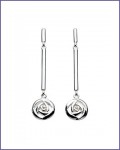 Charles Rennie Mackintosh Open Rose Drop Silver Earrings